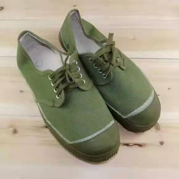 七八十年代解放鞋绿胶鞋八路红军男女平坡黑布鞋舞台演出鞋