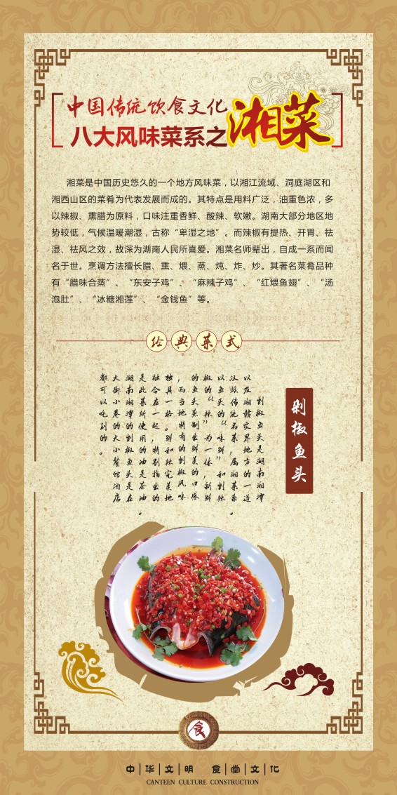M771中国传统饮食文化八大菜系名菜湘菜海报定印制展板贴纸1070