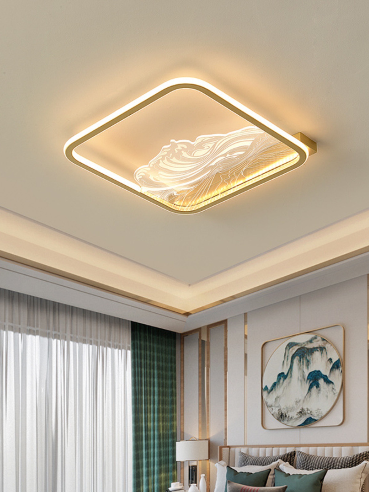定制新中式吸顶灯现代简约中国风大气客厅灯北欧主卧室led铝材灯