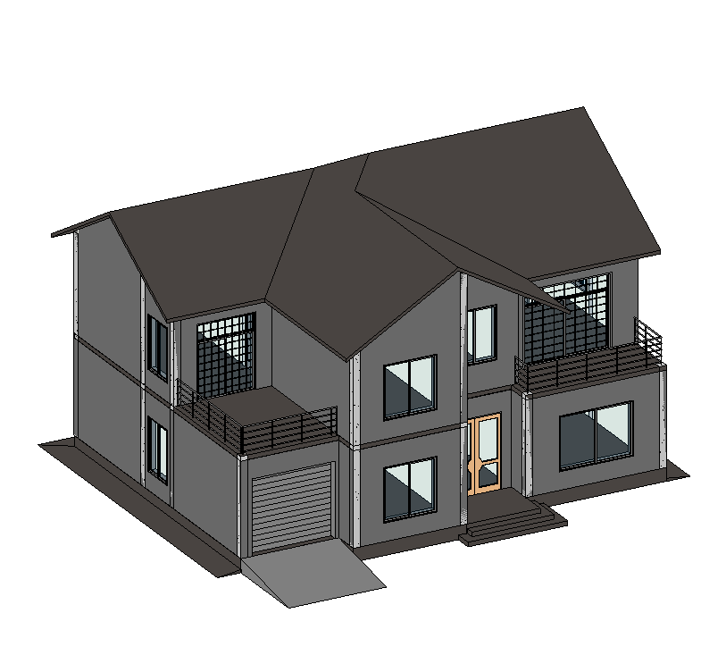 1+X初级BIM考试2021年第三3期真题试题含参考模型别墅二三层房子