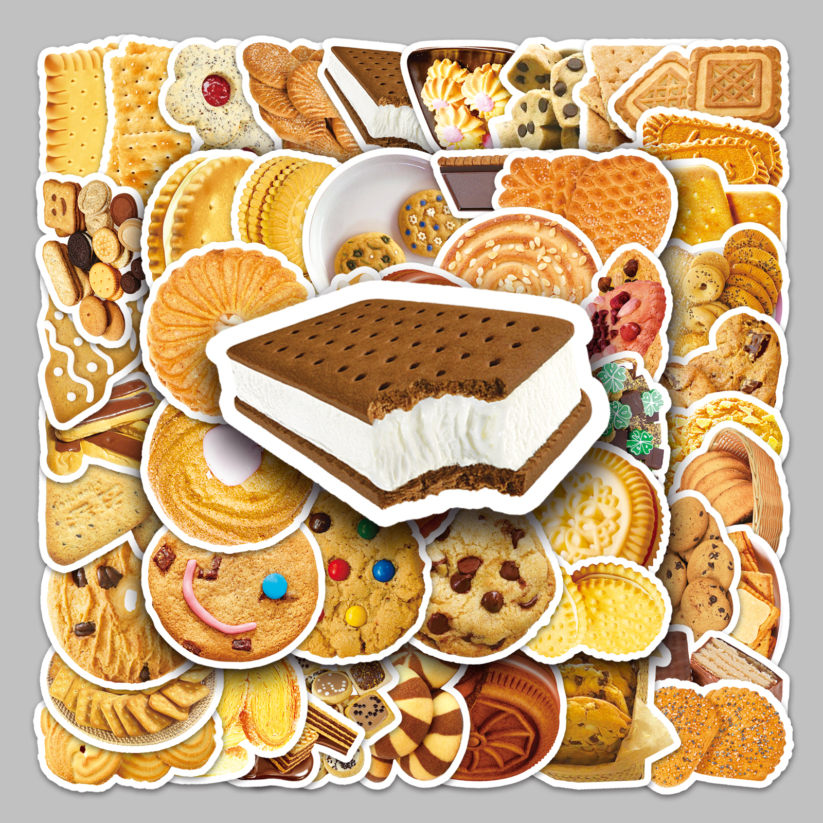50张饼干食物美食系列diy笔记本手账本贴纸文具礼品防水生日礼物
