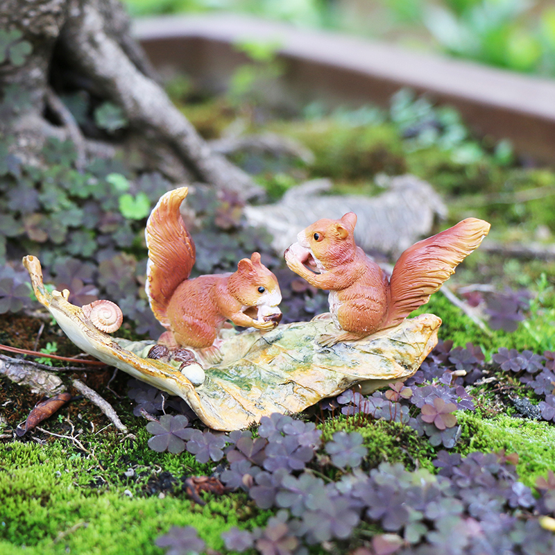 创意微景观盆景小摆件树叶动物花盆青蛙蜗牛多肉花园庭院装饰品