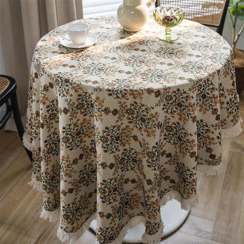 美式桌布提花花朵圆形厚实台布梅花波西米亚摩洛哥民族风美式