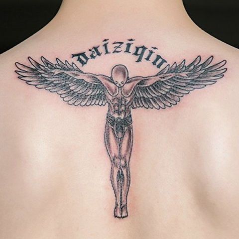 新款十字架翅膀纹身贴后背男女天使恶魔之翼防水持久羽毛仿真刺青