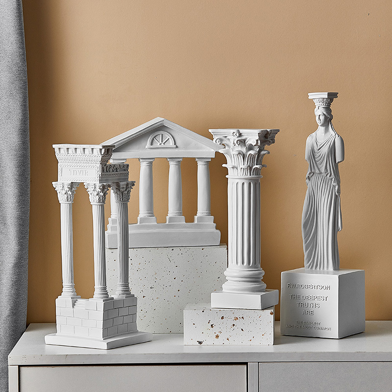 希腊神话建筑神庙罗马柱女神雕塑轻奢高档酒柜客厅家居装饰品摆件