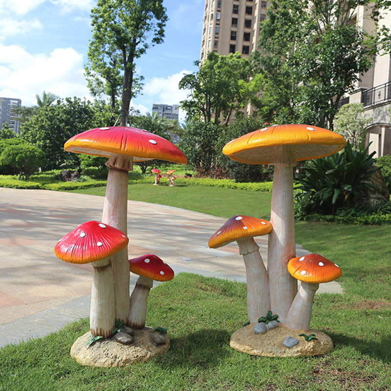 户外园林景观仿真蘑菇幼儿园卡通雕塑公园庭院装饰精致玻璃钢摆件