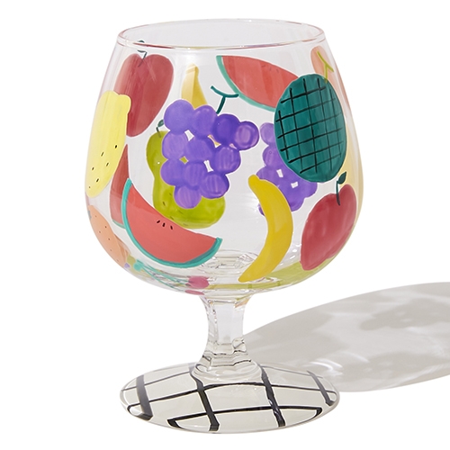 【现货】日本手绘玻璃高脚杯甜品杯水果手绘杯童趣礼品盒包装日系