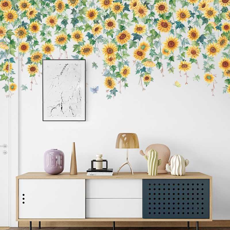 向日葵顶角线装饰贴纸卧室沙发背景墙纸走廊装饰植物墙贴ZDB-2461