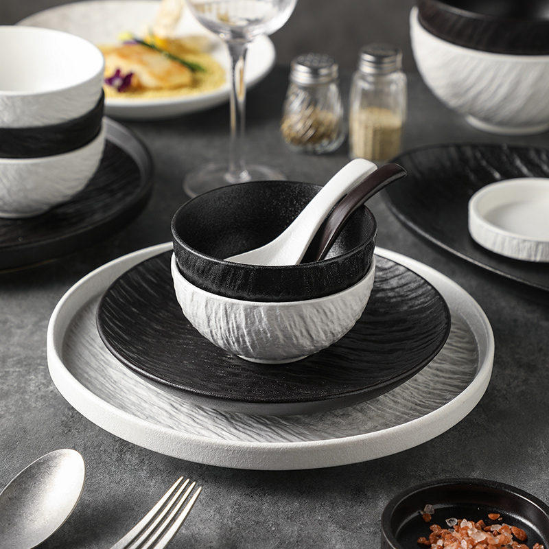 岩石纹陶瓷碗面碗简约磨砂好看小碗 日式米饭碗家用汤碗创意餐具