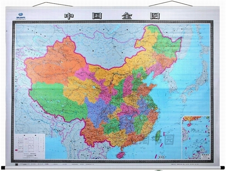 2021中国全图中国地图挂图 政区版 大气卷轴 2米x1.5米 大幅面精装 覆膜防水挂绳 高清彩印大挂图办公室地图高清中国地图出版社
