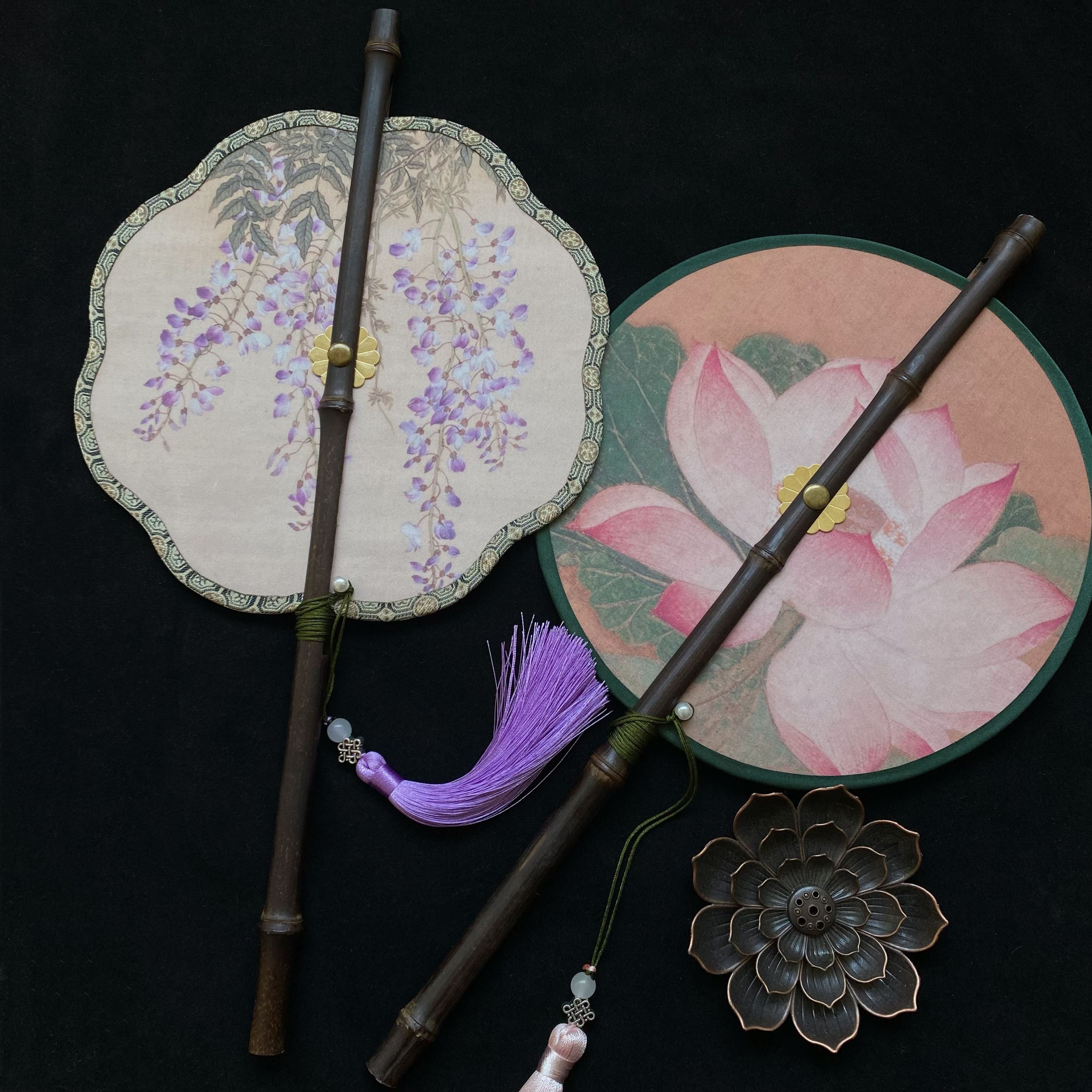 古风紫竹腰扇中国风卷扇可折叠便携手工古典中式汉服35cm短柄扇子