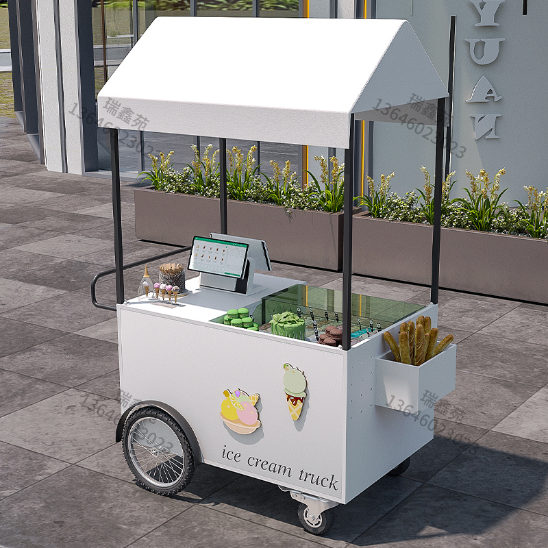 冰淇淋摆摊车移动售卖台式冰激凌展示柜促销车户外摊位商用餐车