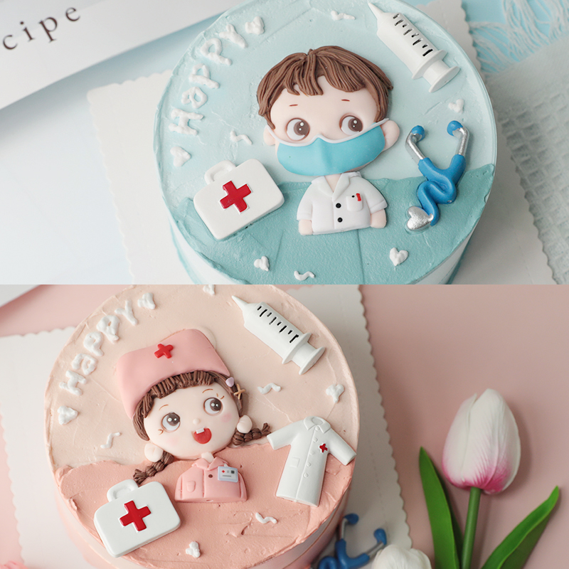 医师节医生护士生日节日蛋糕装饰摆件软陶医师节可爱节日甜品插件