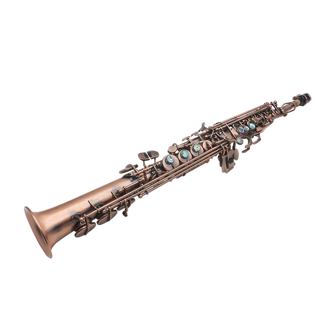 S66复古红铜高音直管萨克斯降b调初学者考级演奏级萨克斯风管乐器