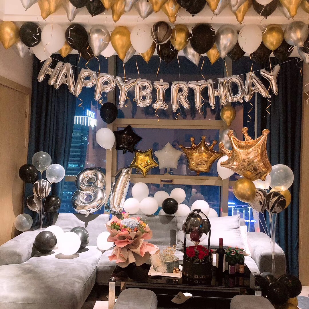 生日快乐派对趴体酒店房间浪漫表白创意装饰品场景布置背景墙气球