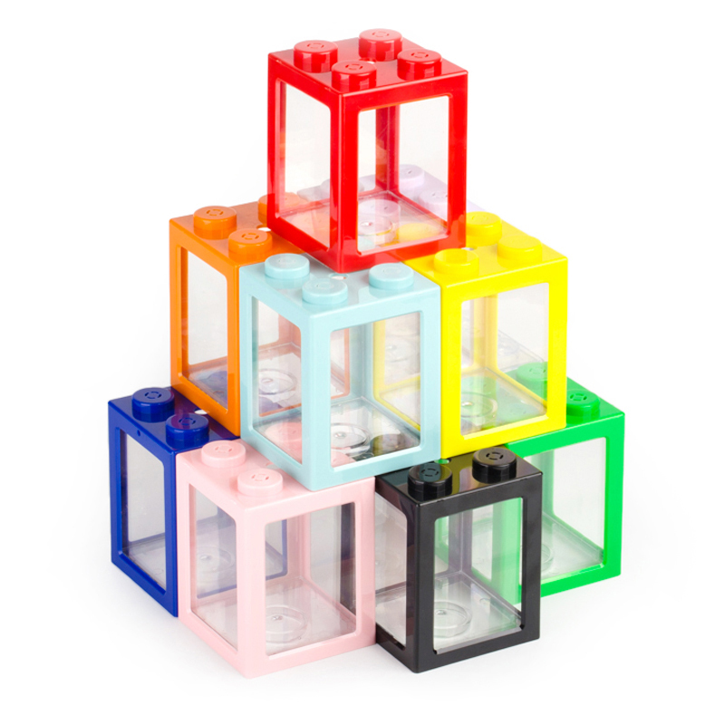 超迷你创意小号乐高叠加积木生态微景缸手办盒灯鱼缸造景多色带灯