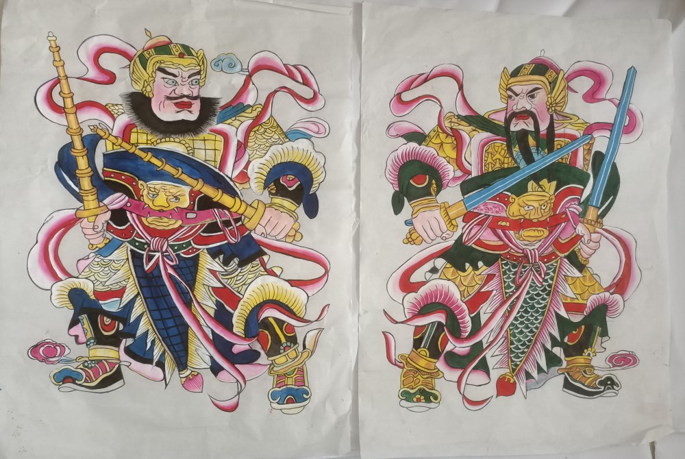 中国风新年年画门神万秀华大宋手绘年画传统工艺手工绘制宣纸大幅