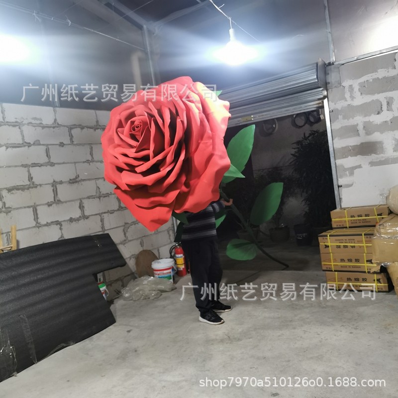 新款婚庆防水商场橱窗美陈布置网红打卡户外巨型立体玫瑰纸花
