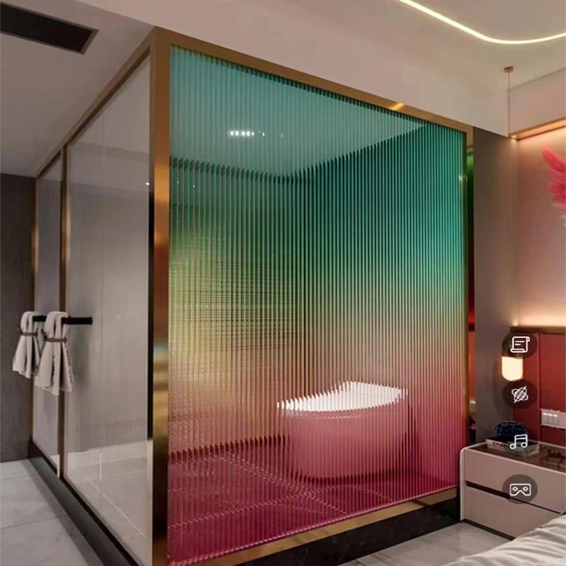 双层钢化酒店淋浴房办公室隔断彩色渐变夹胶玻璃