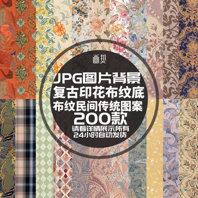 中式民间传统印染面料布料古风复古布纹纹理纹样图案高清图片素材