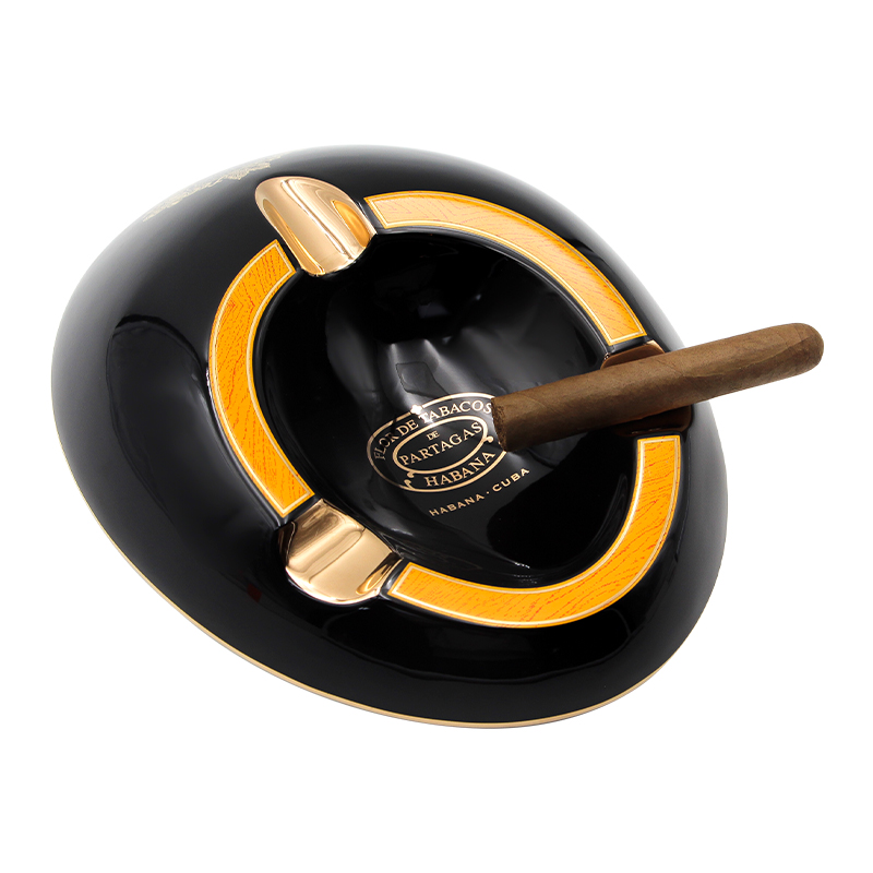 包邮 原装古巴 帕特加斯Partagas雪茄烟灰缸 3位陶瓷烟缸 黑色