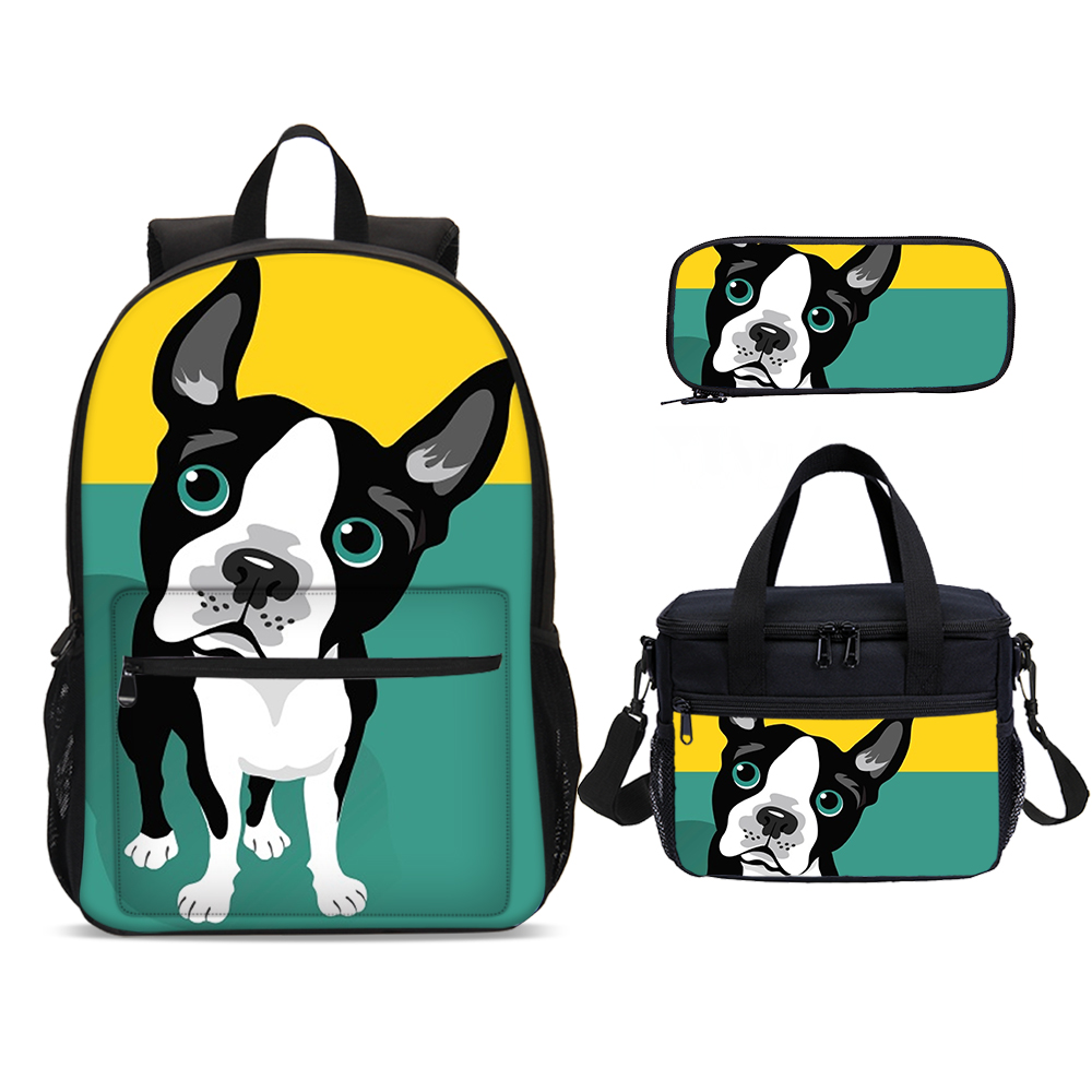 小狗图案书包可爱的狗狗学校背包学生双肩包带餐饭盒包小挎包笔袋