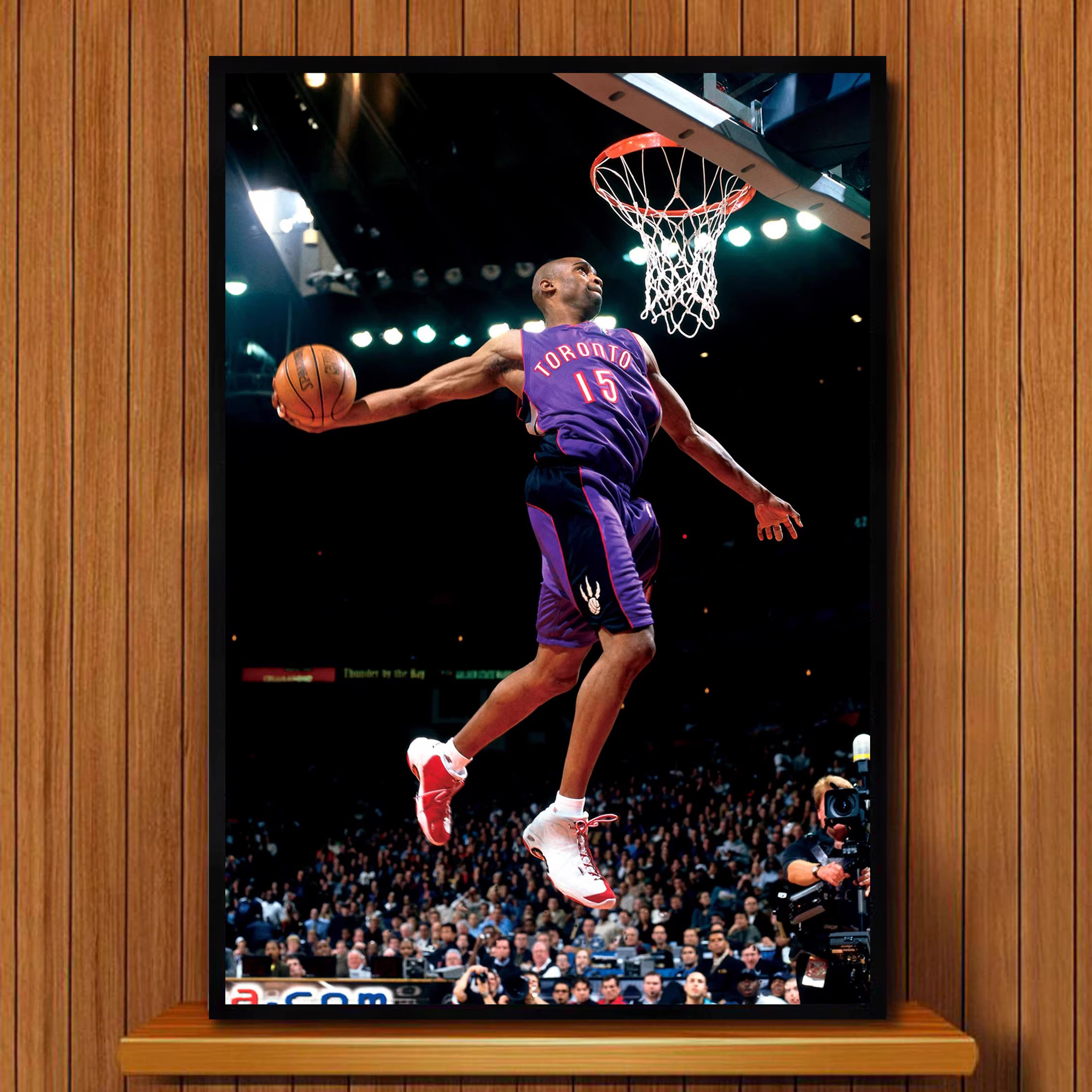 卡特扣篮海报相框带框画NBA篮球主题餐厅咖啡厅书房卧室壁挂墙画