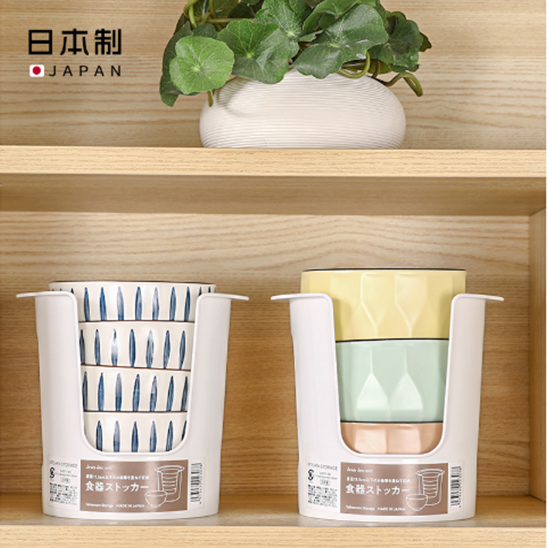 日本进口小碗收纳架厨房饭碗立式置物架橱柜沥水放碗架调料收纳盒
