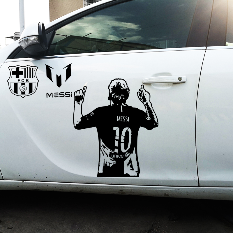 梅西logo汽车改装人物霸气车身两侧划痕遮挡后窗油箱盖反光车贴纸