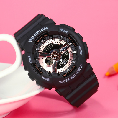 DOTCOM电子表女中学生韩版潮流ulzzang防水运动表男时尚儿童手表