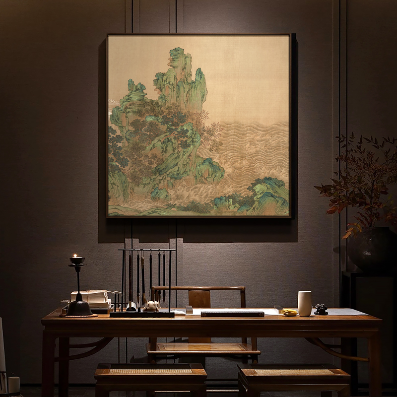 原创新中式茶室《上林赋图》背景墙上装饰画民宿玄关山水风景挂画