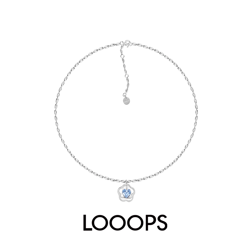 LOOOPS官方店 数字风景系列 空气小花爱心钻石项链锁骨链吊坠项链