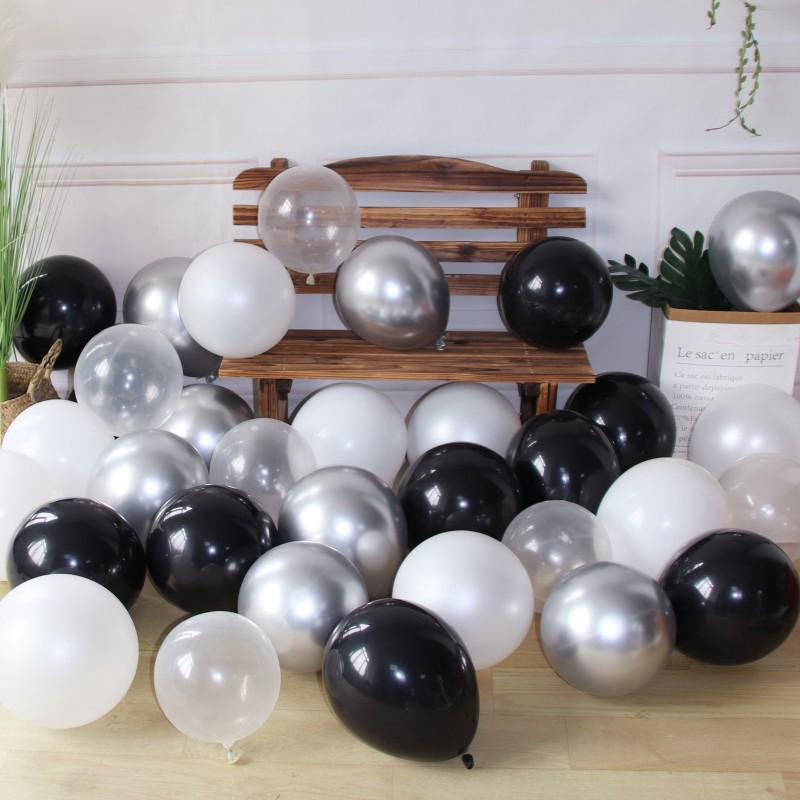 10寸亚光珠光金属气球 纯白 银色 透明 生日派对装饰舞台背景气球