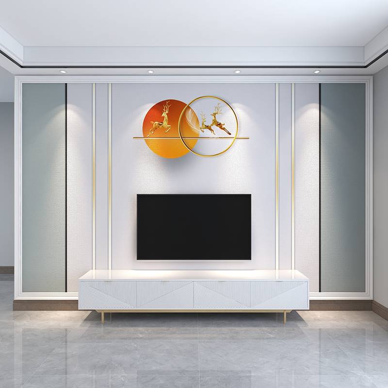 北欧电视机背景墙壁纸现代简约客厅墙纸线条轻奢卧室暖色墙布壁画