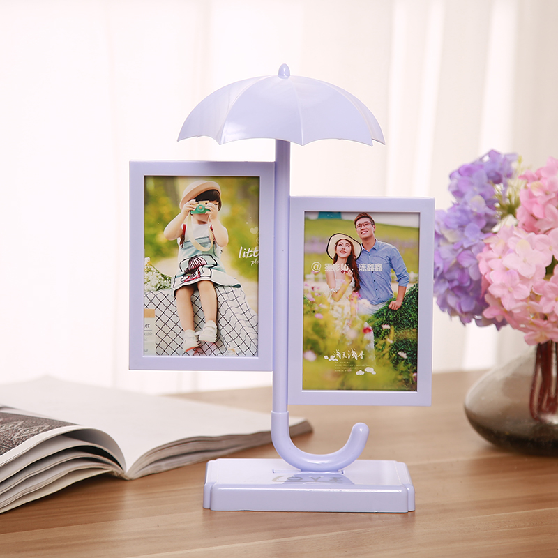 韩式可爱5寸雨伞相架儿童宝宝摆台制作照片创意礼品连体组合相框