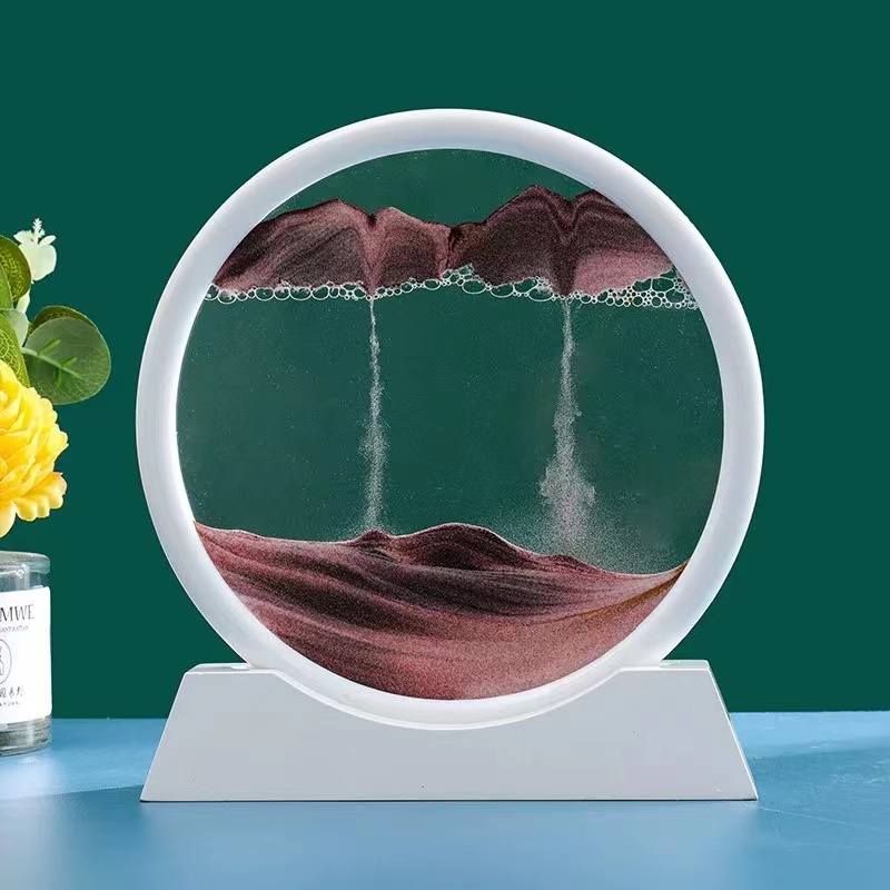 创意流沙画流动山水意境沙漏摆件3D立体装饰画办公室客厅茶桌装饰