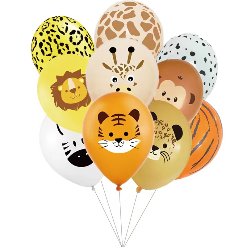 六一儿童节气球装饰卡通动物老虎兔子乳胶周岁生日幼儿园场景道具