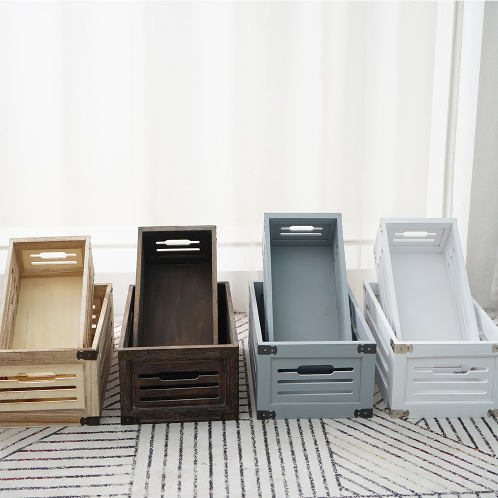木制多色单层桌面杂物收纳盒精致办公室自制文具通用收纳筐整理箱