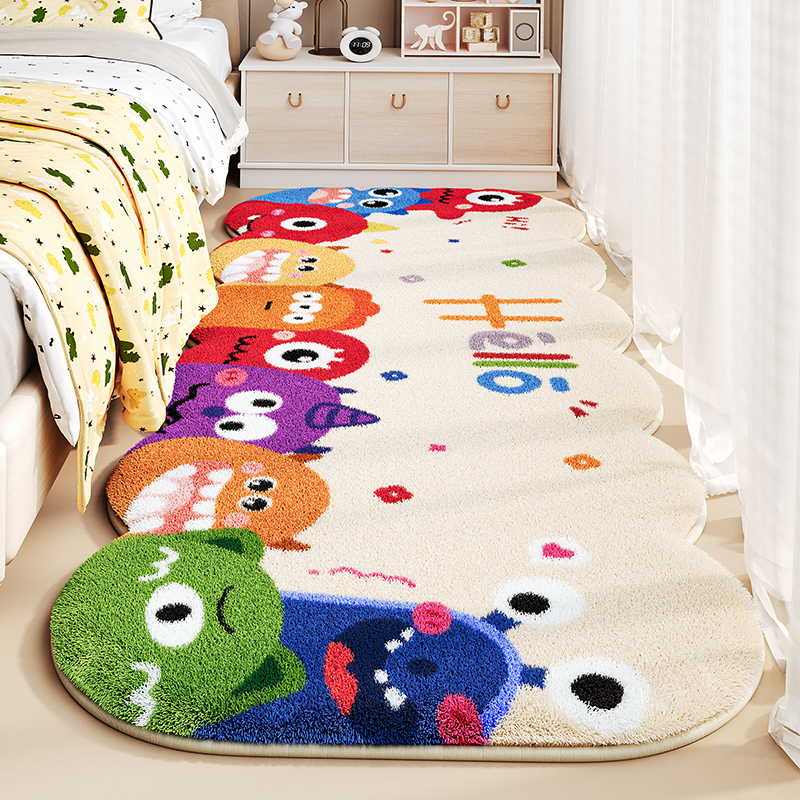 儿童房间卧室床边毯不规则异形卡通长条加厚地毯榻榻米垫子可机洗