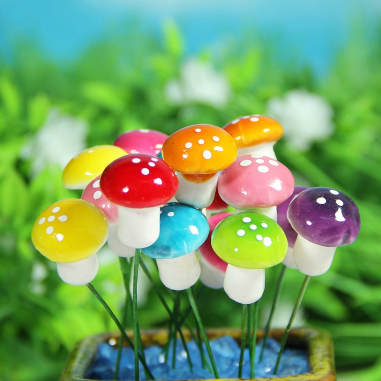 DIY迷你彩色泡沫蘑菇盆栽装饰品多肉植物花插苔藓盆景创意小摆件