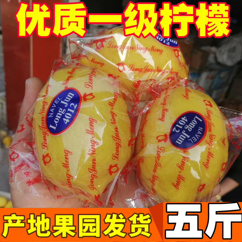 四川安岳特产黄柠檬5斤新鲜水果奶茶店专用皮薄一级清香非青柠檬