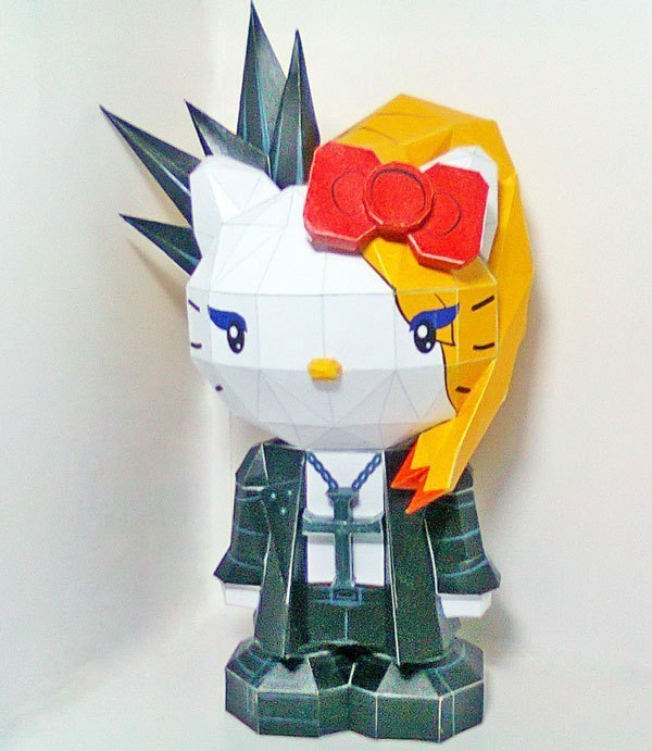 日本重金属乐队视觉系X-Japan Yoshiki版hello kitty3D纸模型DIY