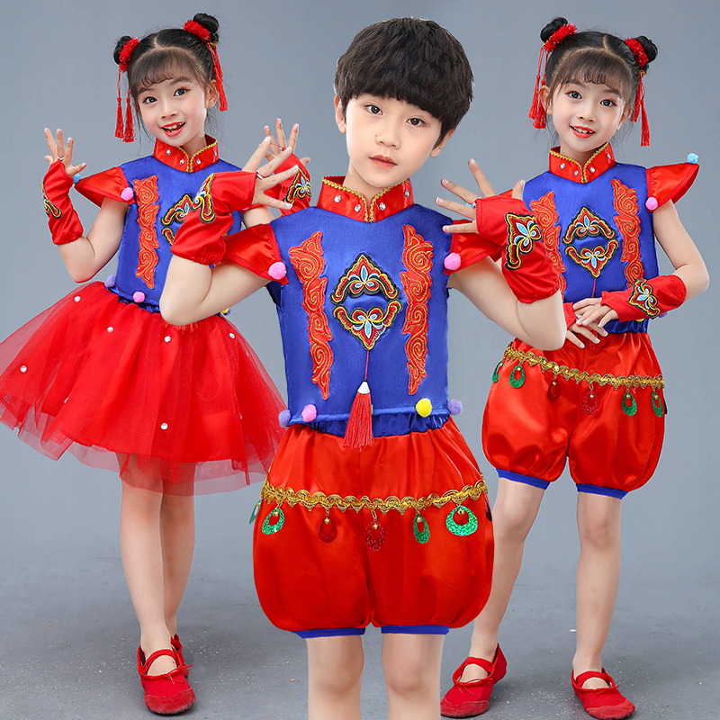六一儿童中国小梦娃舞蹈演出服幼儿园吉祥福气娃娃民族风表演服装