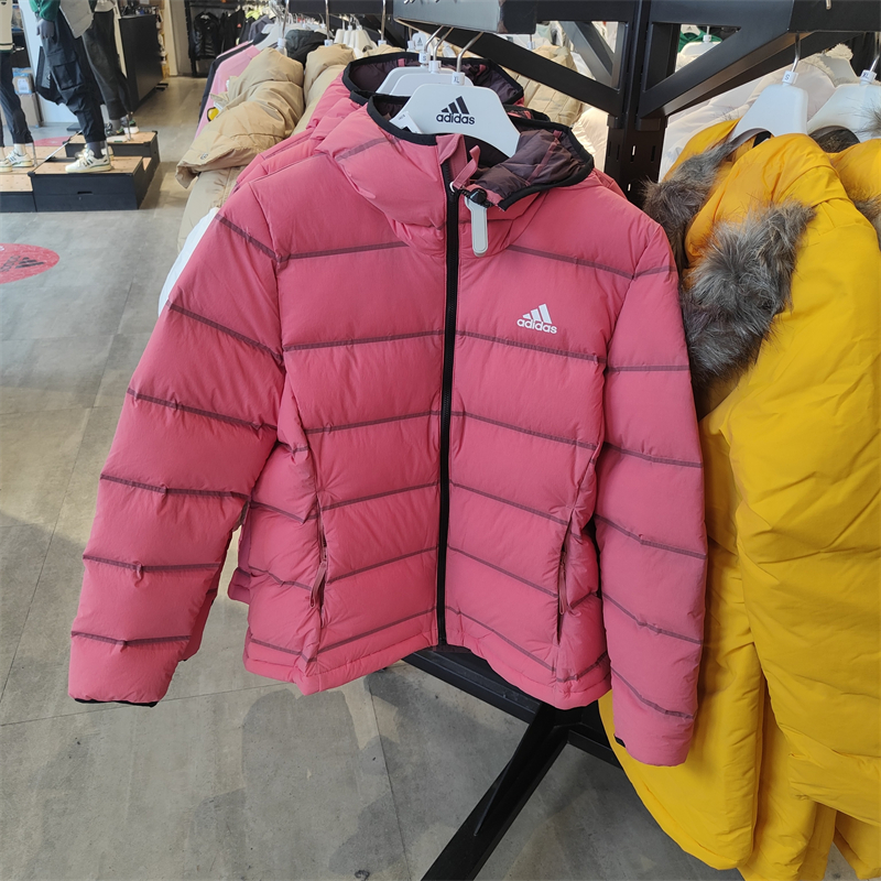 正品Adidas/阿迪达斯女子2022冬季保暖防风运动休闲羽绒服 HG8715