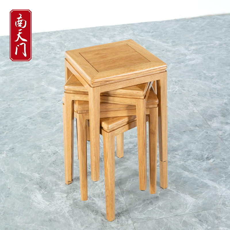 南天门家具北美白橡木四方凳凳子餐桌家用实木餐椅椅子实木高端