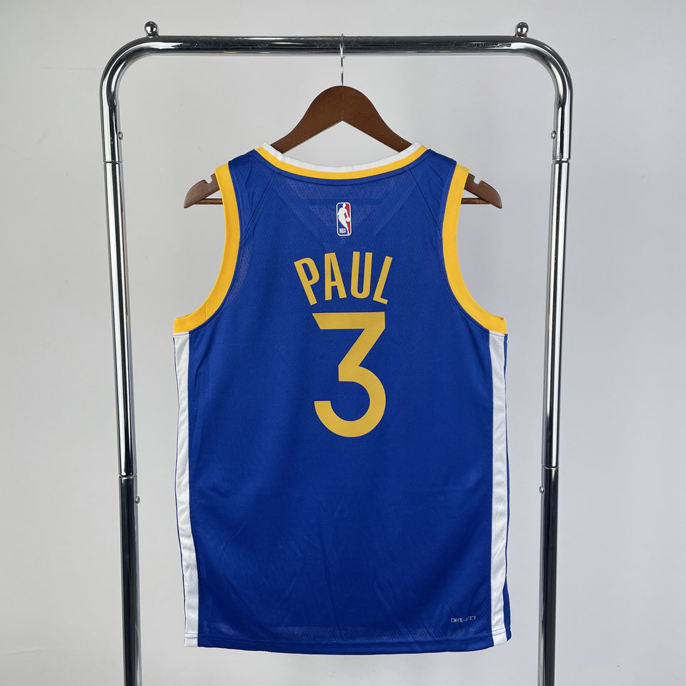 23-24新赛季勇士队3号克里斯-保罗球衣 Chris Paul热压篮球服 蓝