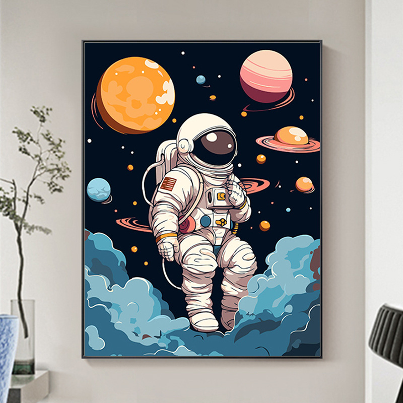 太空人钻石画2024新款贴画客厅儿童卧室宇航员手工diy简单十字绣