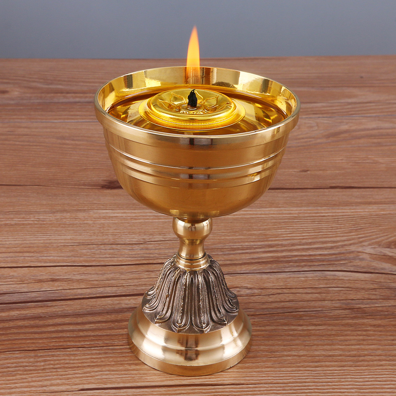 酥油灯盏供佛家用佛前长明灯点食用香油佛台上的纯铜黄铜苏油灯