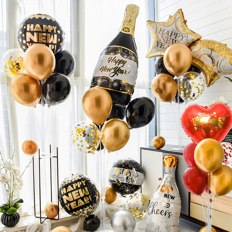 2024新年桌飘气球立柱春节派对桌面年会现场布置场景装饰香槟摆件