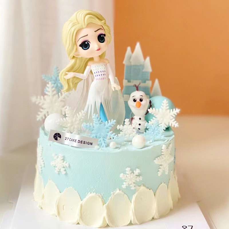 女孩蛋糕装饰摆件冰雪艾莎公主雪宝雪花爱莎小公主生日插牌插件